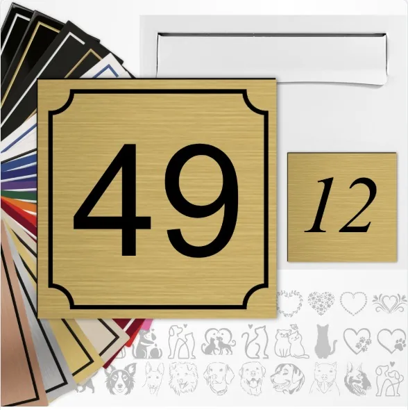 Numéros de boîte aux lettres et de porte personnalisés Jymm, gravés au laser, avec nuancier de coloris
