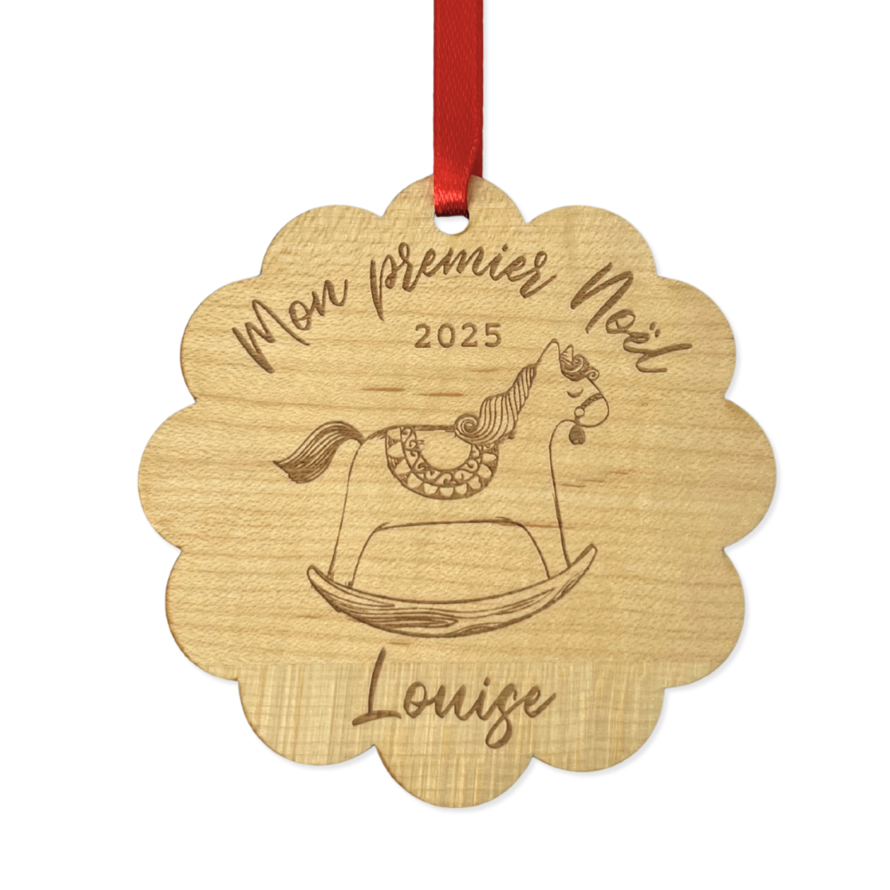 Boule de Noël en verre rouge brillant personnalisée – 8 cm