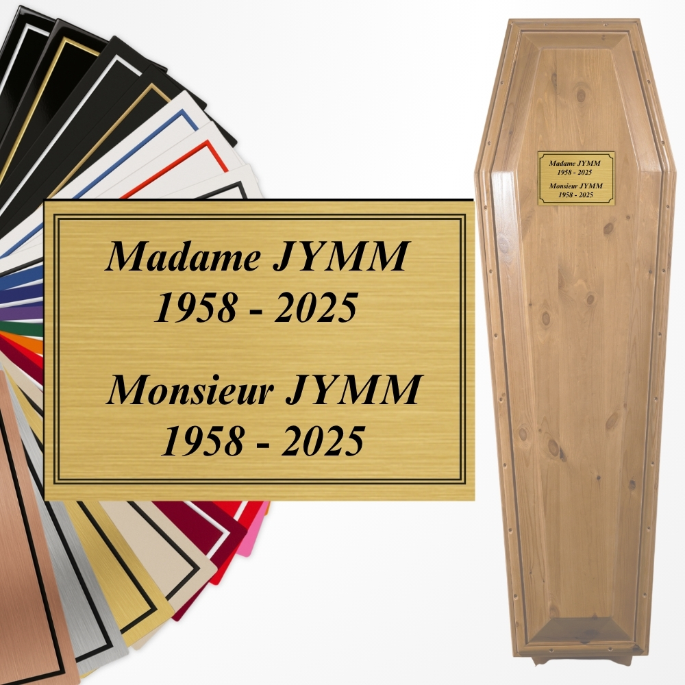 Plaque d'identité cercueil personnalisée – PVC 10x10 ou 15x10 cm