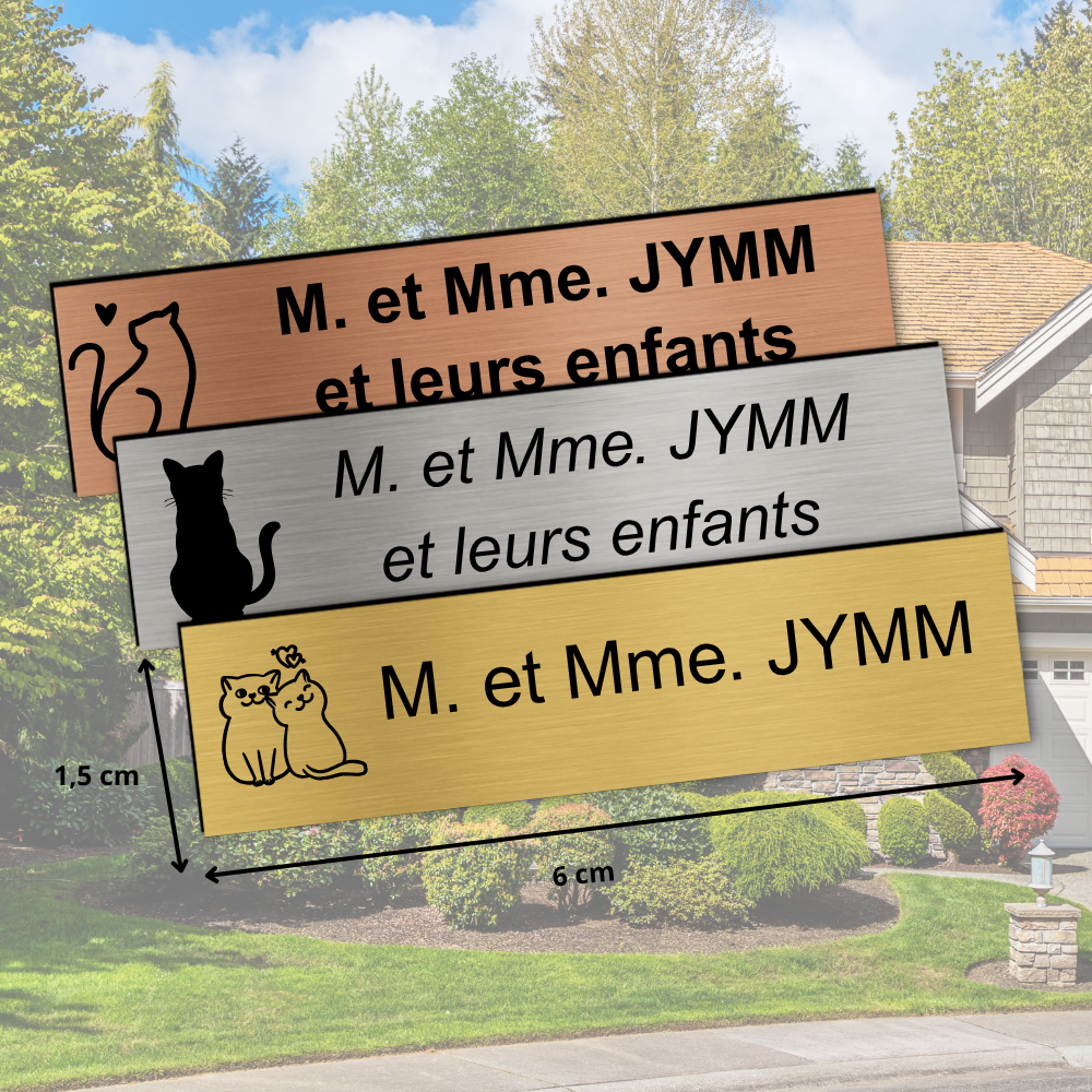 Plaque interphone et sonnette motifs chats – PVC 8×2 cm