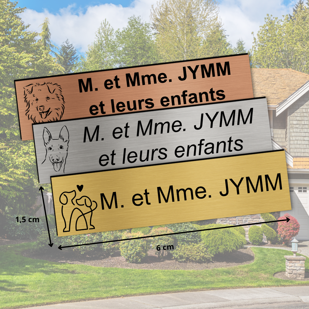 Plaque interphone et sonnette motifs chiens et races – PVC 8×2 cm