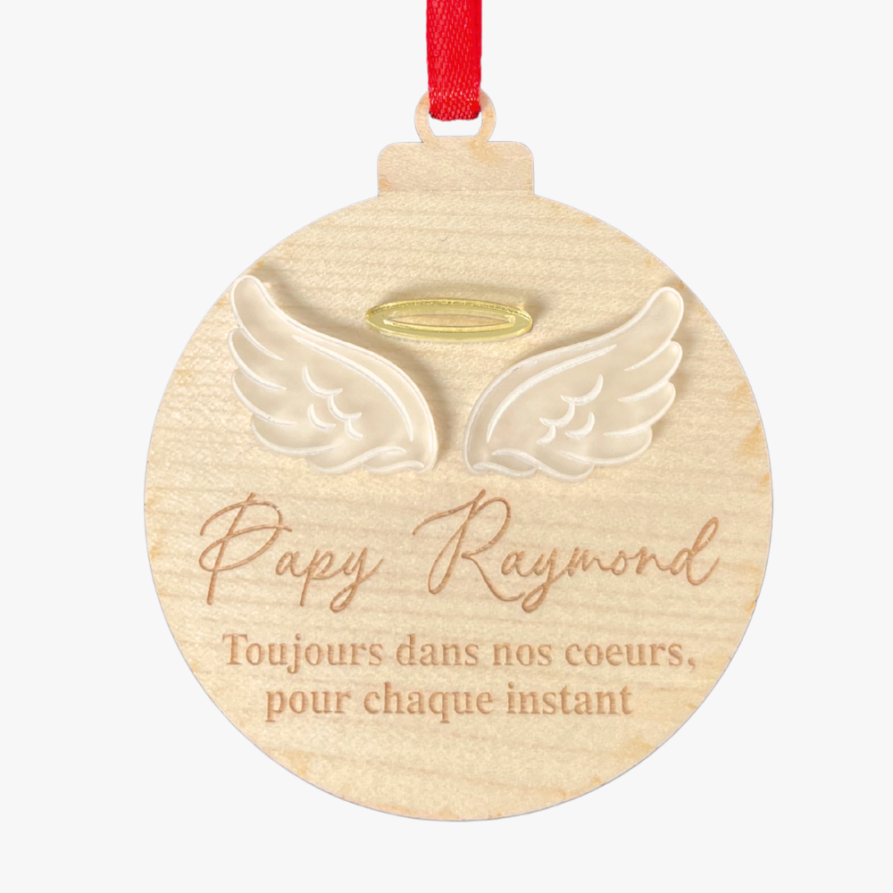 Boule de Noël en Bois Souvenir – Hommage à un être cher