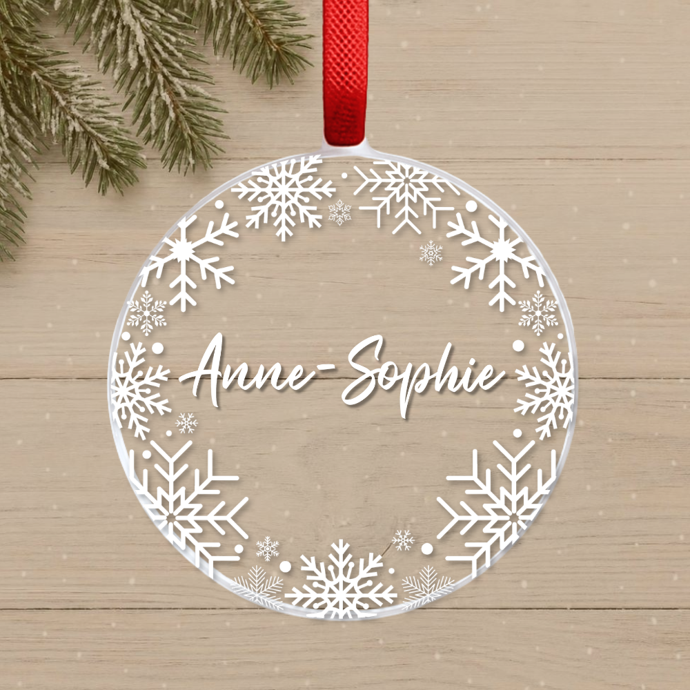 Boule de Noël Personnalisable - Prénom gravé - diamètre 8cm