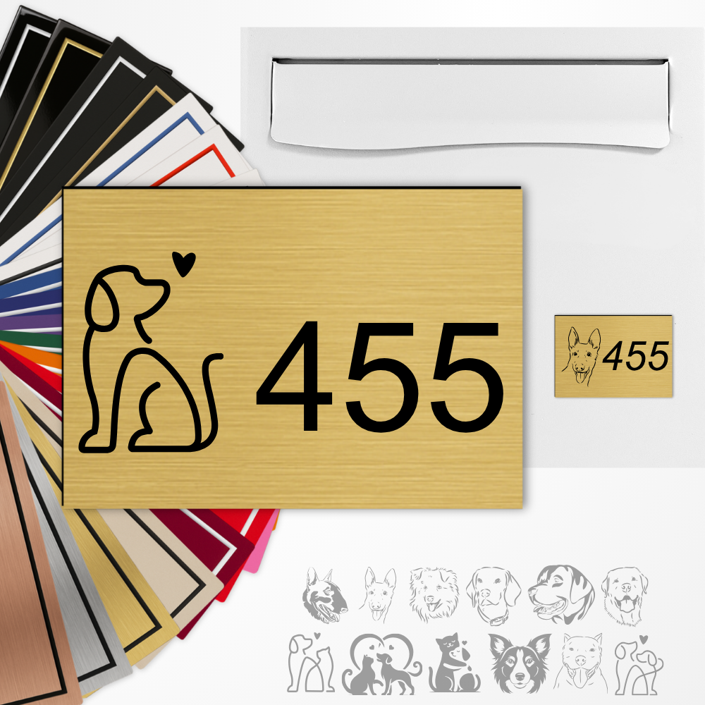 Numéros de boîte aux lettres personnalisé avec motifs chiens et races en PVC