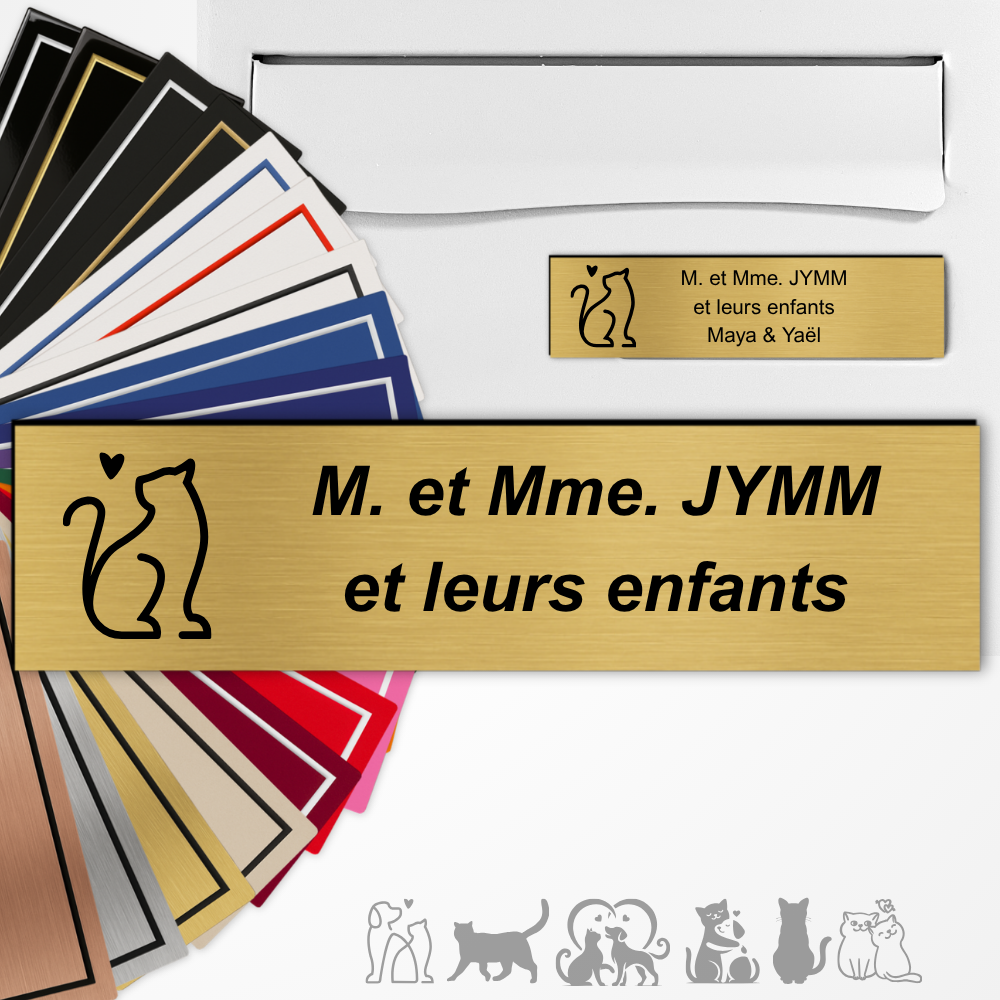 Plaques boîte aux lettres personnalisée motifs de Chat Adhésive PVC – 10×2,5 cm