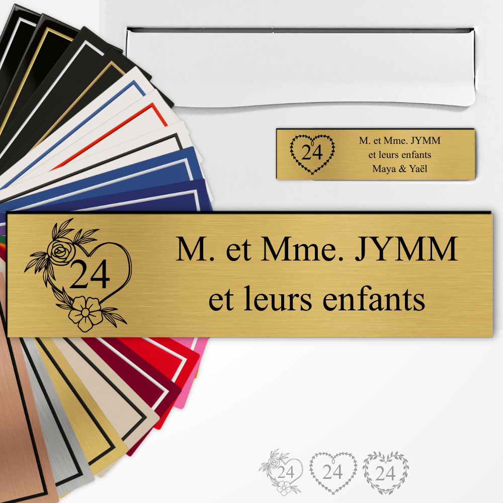 Plaques boîte aux lettres personnalisée motif Coeur Numéro Adhésive PVC – 10×2,5 cm