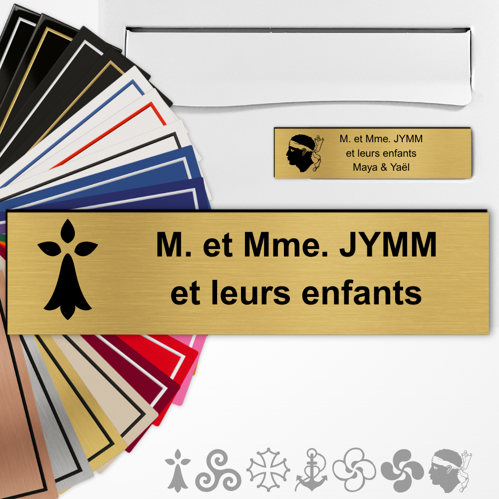 Plaques boîte aux lettres personnalisée motifs régions Adhésive PVC – 10×2,5 cm