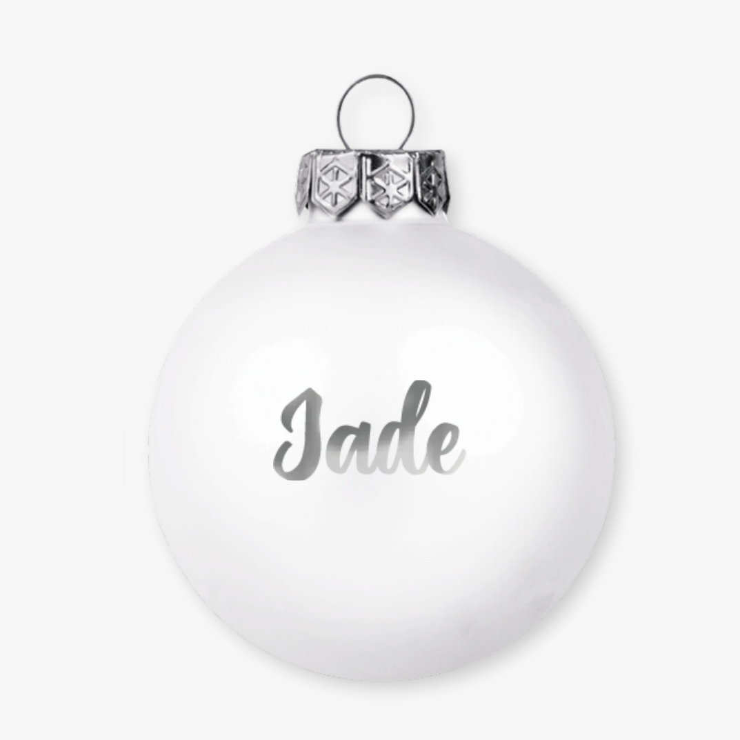 Boule de Noël en verre blanc mat personnalisée