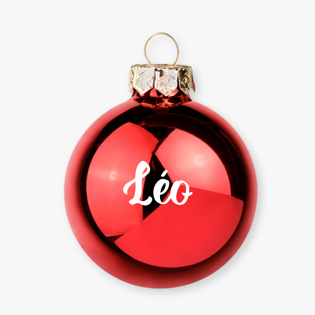 Boule de Noël en verre rouge brillant personnalisée - 8 cm